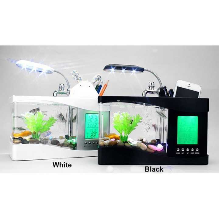 Original Mini USB LCD Lamp Desktop Fish Tank Aquarium with LED Clock