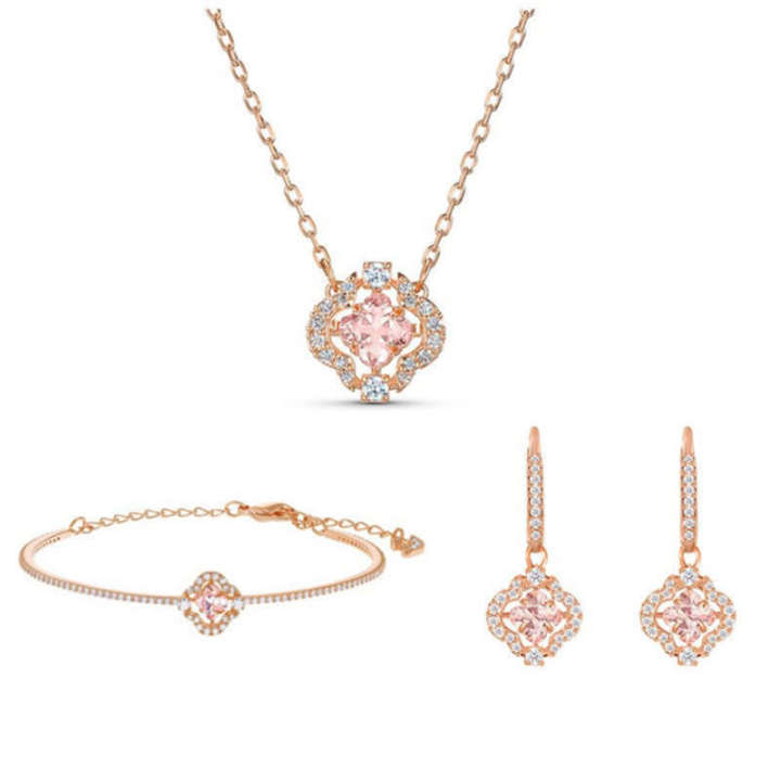 Shijia%20Classic%20Beating%20Heart%20Heart-shaped%20Flower%20Pink%20Four-leaf%20Clover%20Necklace%20Womens%20fashion%20casual%20Earrings%20Bracelet%20Set%20-%20Image%205