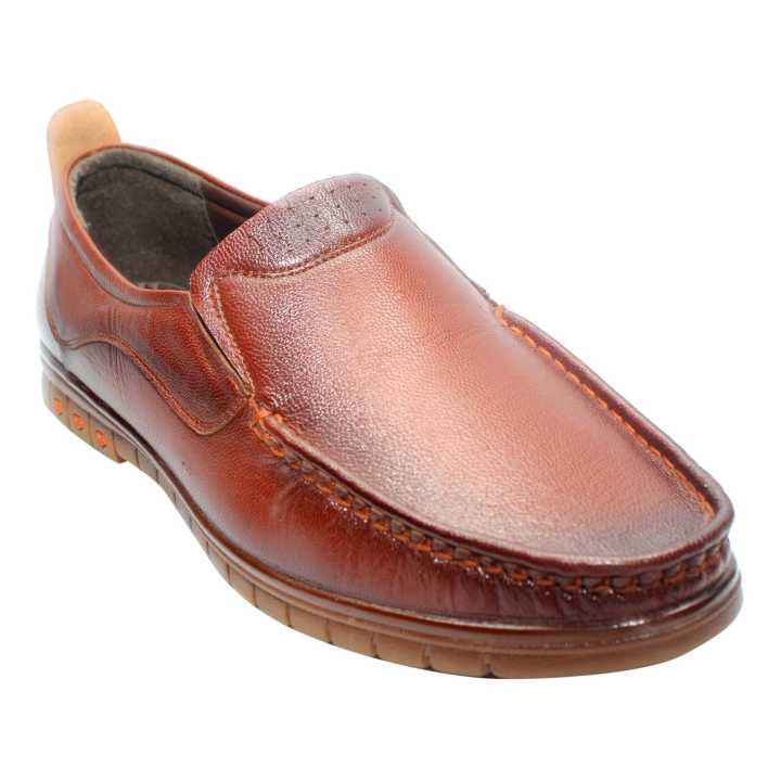 Brown None Lace Loafer  Formal Leather Shoes For Boys