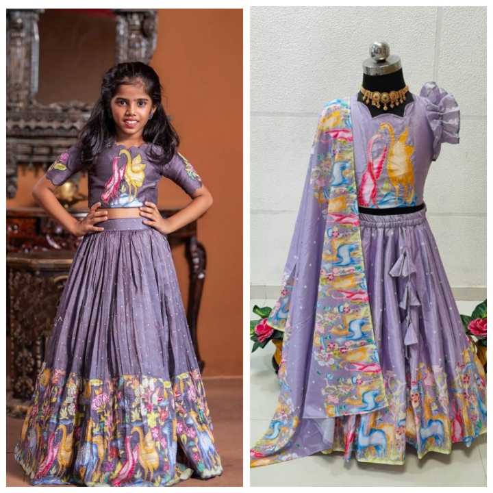 Ethnic Set-Rust Kalamkari Girls Lehenga Set and Boys Kurta Set