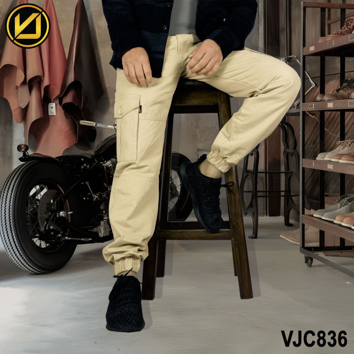 VIRJEANS%20(VJC836)%20Cargo%20Box%20Joggers%206%20Pocket%20Pant%20For%20Men-Cream%20-%20Image%205