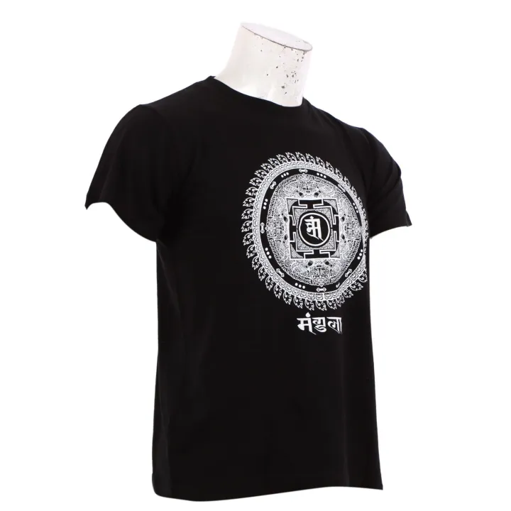 Black%20Cotton%20Round%20Neck%20Half%20Sleeve%20%20Newari%20Mandala%20Printed%20T-Shirt%20For%20Men%20-%20Image%203