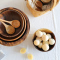 Household Round Wooden Fruit Salad Bowl Dinnerware Basin Container Kitchen Tool. 