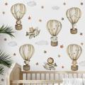Cartoon Animals Elephant Giraffe Hot Air Balloon Wall Sticker for Kids Boys Girls Baby Room Decoration Children Wallpaper. 
