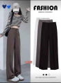 Women’s High Waist Cotton Straight Leg Formal Pants – Solid Pattern, Zipper Closure, Summer Essential. 