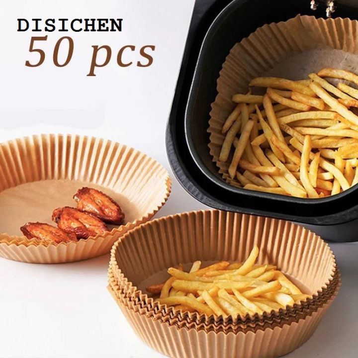 DISICHEN%20New%2050pcs%20Air%20Frying%20Pan%20Disposable%20Wood%20Pulp%20Parchment%20Paper%20Cheese%20Cake%20Pad%20Air%20Frying%20Pan%20Baking%20Paper%20Air%20Frying%20Pan%20Accessories%20-%20Image%203