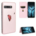 lthmy for Asus ROG Phone 3 / ROG Phone 3 Strix Carbon Fiber Magnetic Closure with Card Slot Flip Case Cover. 