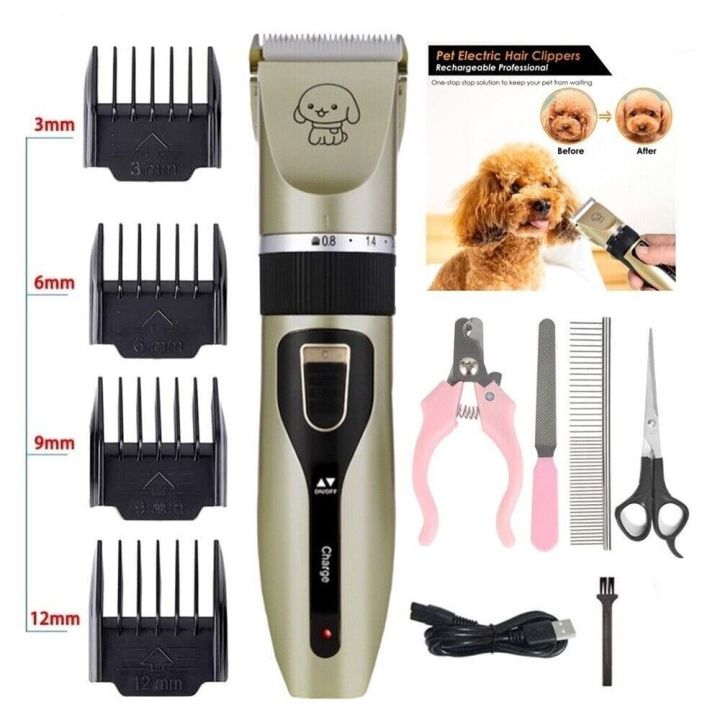 Professional Ceramic Blade Electric Dog Hair Clipper Electric Cordless Grooming Trimmer Kit Rechargeable Clippers Hair Shaver Cat/Dog/Rabbit