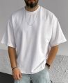 Men Cotton Solid Drop Shoulder Tee (Premium Quality). 