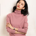 Manufacturers wholesale autumn and winter turtleneck knitted sweaters women's pile collar versatile sweaters slim fit base knitwear. 