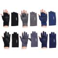 Thin Comfortable Driving Ridding Gloves Solid Color Silicone Men Elastic Gloves Ice Silk Gloves Non-slip Mittens Half Finger Gloves. 