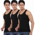 Dollar Bigboss Sleeveless Antibacterial Men'S Black Cotton Vest Pack Of 3 - Fashion | Innerwear | Vest For Men. 