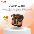 Vestel ZAPP ZE101 Earbuds | Bluetooth 5.3 | Quad Mic ENC | 45ms Ultra-Low Latency | Deep Bass | True Bass Sound | BT Calling | IPX6 Waterproof | 40H Battery Life | 13mm Drivers | One-Touch Voice Assistant | Wireless Earbuds for Gaming & Music. 