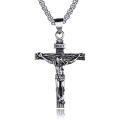 Mens Silver Stainless Steel Jesus Christ Crucifix Cross Pendant Necklace Chain ZHANGNA. 