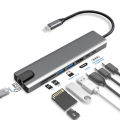 8 in 1 Type C To USB-C 4K HDMI Adapter USB 3.0 Multiport Cable Hub. 