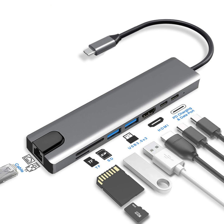 8%20in%201%20Type%20C%20To%20USB-C%204K%20HDMI%20Adapter%20USB%203.0%20Multiport%20Cable%20Hub%20-%20Image%202