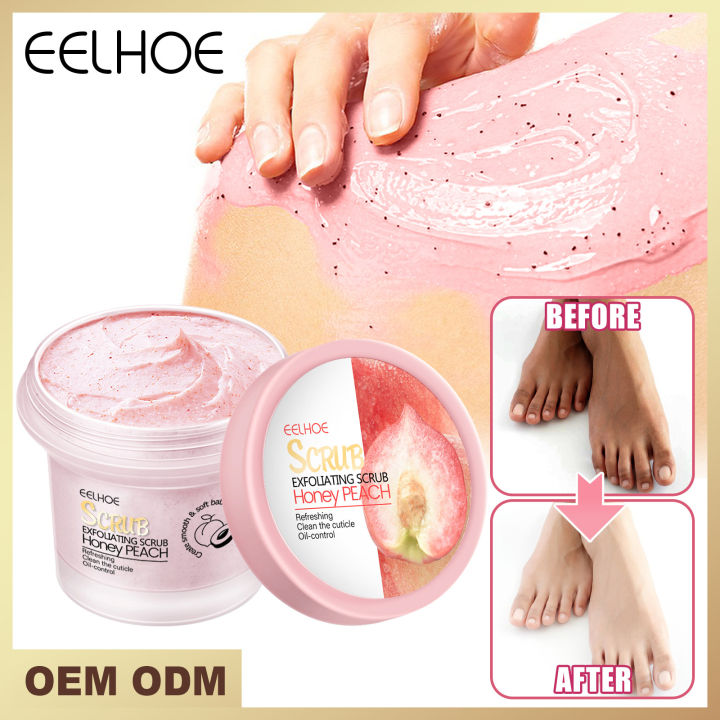 Eelhoe Peach Body Scrub Hydrating, moisturizing, oil controlling, cleansing, softening chicken skin and keratin scrub mud scrub