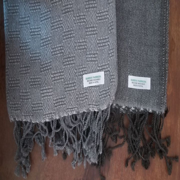 Charcoal Bamboo & Pashmina Stole