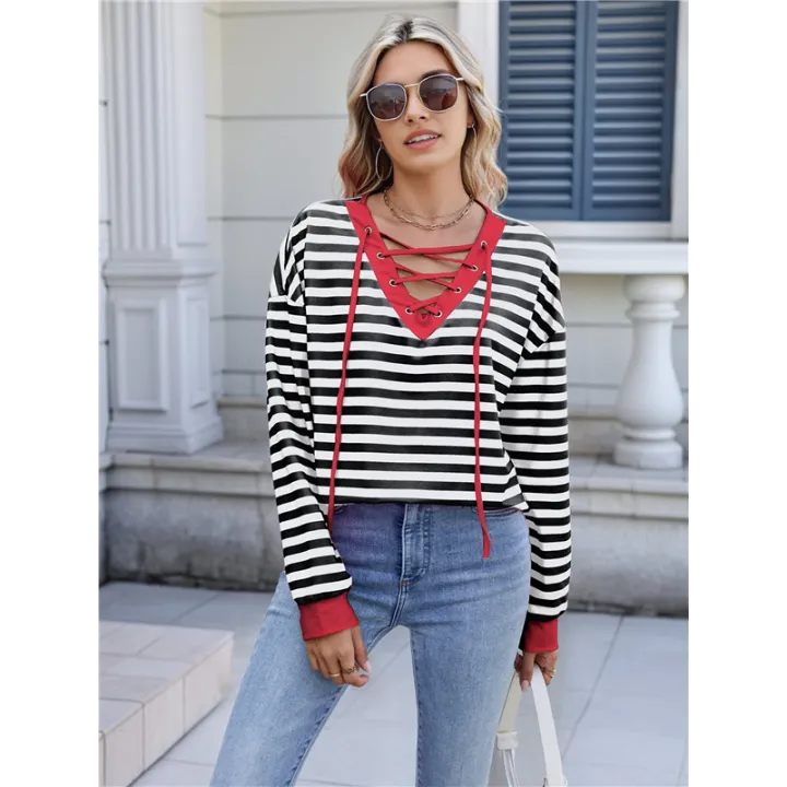 Womens%20Striped%20Oversized%20Sweatshirt%20Color%20Block%20Crew%20Neck%20Long%20Sleeve%20Casual%20Loose%20Pullover%20Top%20Black%20&%20Red%20XL%20-%20Image%206