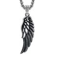 【Hottest Trends】Vintage Angel Wings Necklace Men's Trendy High-end Personalized Clavicle Chain Punk Style Imitation Thai Silver Feather Pendant. 