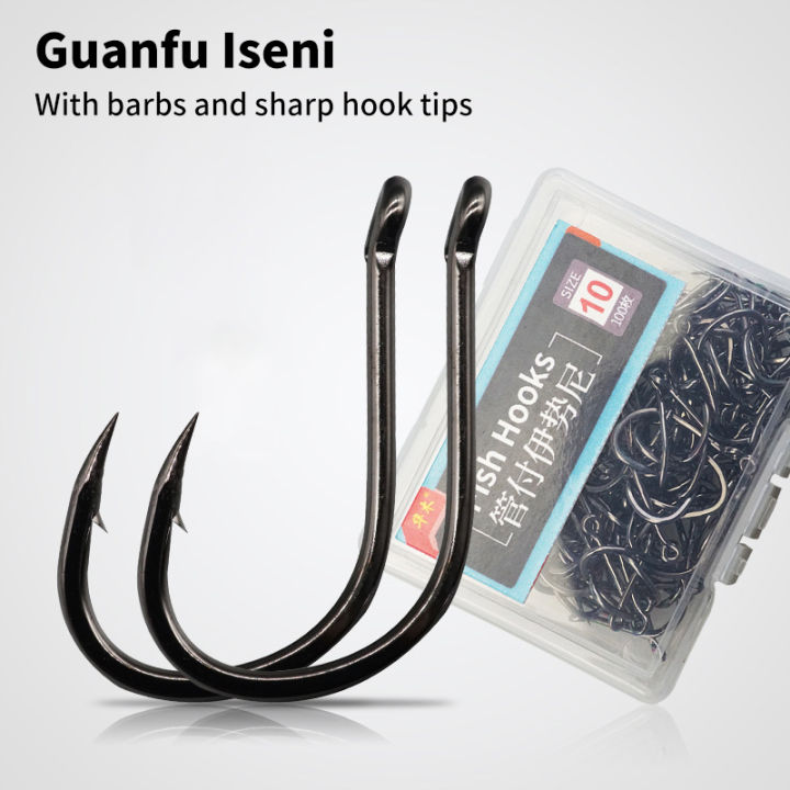 Fishing Hooks Eyed Circle Jighead Barbed Fishhooks High Carbon Steel