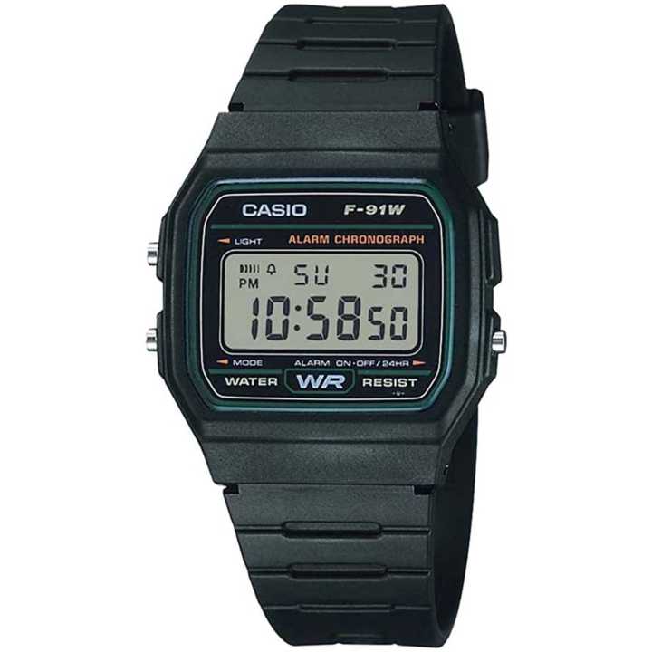 Casio F-91W-3Dg Digital Multi-Function Black Rubber Watch For Men