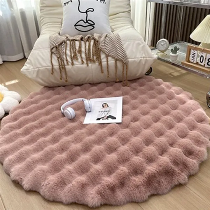 Round%20Carpets%20for%20Living%20Room%20Plush%20Floor%20Mat%20Soft%20Area%20Rugs%20Bedroom%20Bedside%20Mat%20Rug%20Room%20Decor,Pink,1X1M%20Easy%20Install%20Easy%20to%20Use%20-%20Image%204