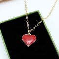 Yuanyan Red Color Heart Pendant Chain Necklace For Women Punk Minimalist Tiny Clavicle Collar Jewelry Wholesale Hiphop Wedding Gift. 