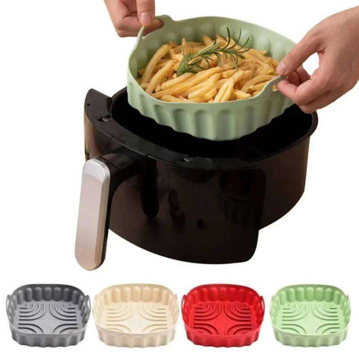 %5BHot%20Cake%5D2PCS%20Tray%20Reusable%20Square%20Air%20Fryer%20Pan%20Silicone%20Mold%20Microwave%20Pads%20Baking%20Mat%20Pot%20Tray,%20Du%20-%20Image%202