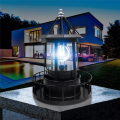 Rotating Beacon Light Iron Solar Adornment Lighthouse Garden Decor Lighthouse-Shaped Landscape Lamp. 