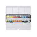 Winsor & Newton : Professional Watercolour : Lightweight Metal Sketchers Box Set : 24 Half Pans (24 Colors Set). 