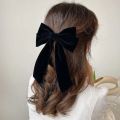Girls Black Red Big Velvet Bow Hair Clip For Women Vintage Wedding Long Ribbon Korean Hair Pin Barrette Fashion Hair Accessories. 