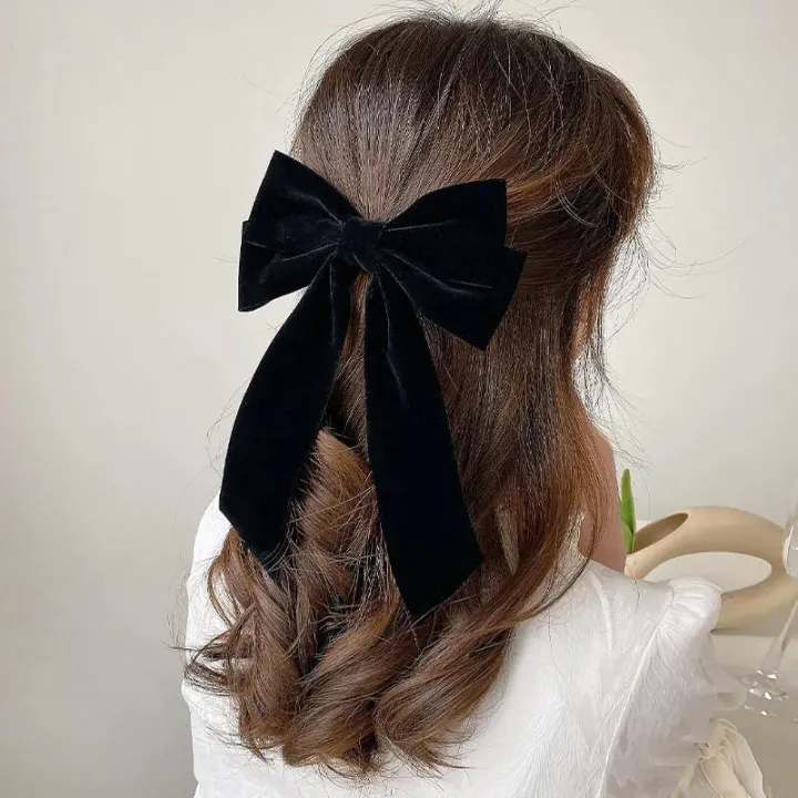 Girls%20Black%20Red%20Big%20Velvet%20Bow%20Hair%20Clip%20For%20Women%20Vintage%20Wedding%20Long%20Ribbon%20Korean%20Hair%20Pin%20Barrette%20Fashion%20Hair%20Accessories%20-%20Image%204
