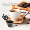 6 Reusable Capsules Refillable Coffee Capsule Filter Compatible with coffee machines with Coffee Spoon brush (6, Black). 