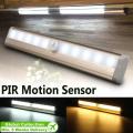 10LED Strip Light Auto Switch Cabinet Wardrobe Stairway Drawer PIR Motion Sensor Pure White. 