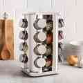 Spice Carousel with 12 Spice Jars (Empty), Stainless Steel Spice Rack, 360 ° Rotatable Spice Rack, Standing Spice Rack with Spice Containers. 
