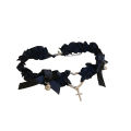 Sale】Sweet Cool Pleated Fabric Love Cross Necklace Spice Style Choker Chain All-match Necklace Women. 