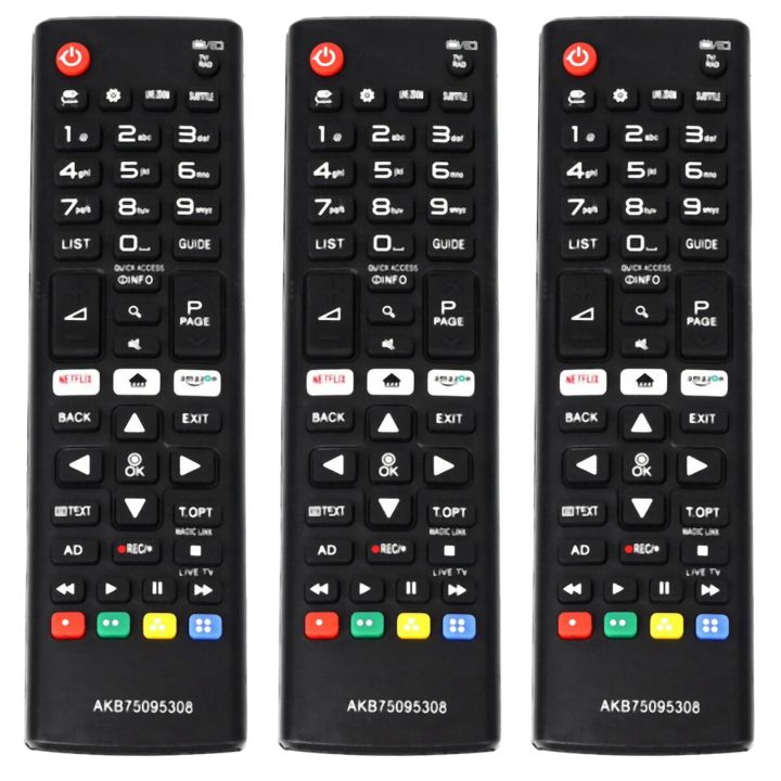 3X AKB75095308 Smart TV Remote Control English Replacement for HD Smart TV