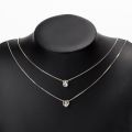 Enacolor Delicate Zircon Heart Water Drop Pendant Necklace for Women Bilayer Golden Metal Clavicle Chain Jewelry Accessories New 2024. 