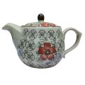 500ml Flower Printed Ceramic Teapot with Stainless Steel Strainer. 