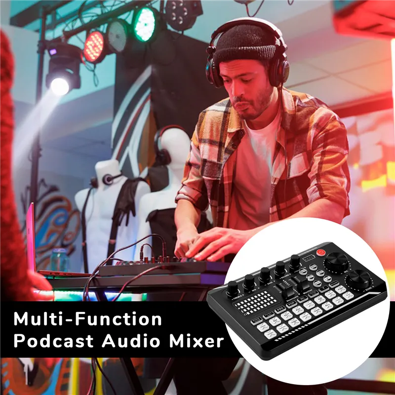 V8Live Sound Card, 5.0, Sound Effect Modes, Voice Change, 800mAh Battery, Lightweight And Portable, Home Studios Recording, DJ Mixer, Karaoke