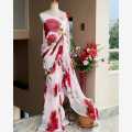 Women's Print Chiffon Saree Fashionable Indian Wedding Dress Customizable Size And Color. 