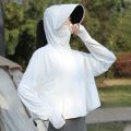 Summer Ice Silk Jacket Sunscreen 50 Sunshade Shawl and Breathable UV Resistant Original Yarn Vinyl Jacket upF Brim Women's Sunscreen +. 
