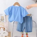 Summer Baby Boy Clothes 2024 Korean Style Cartoon O-neck Short Sleeve T-shirts and Shorts. 