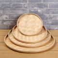 1Pcs Durable DIY Decorative Bamboo Sieve 4 Size Hand-woven Kitchen Storage Tray Round Dustpan Fruit Bread Basket Dessert Plate. 