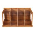 Detachable Wooden 4 Sections Storage Rack Box Desktop Board DIY Organizer Detachable Book Shelf Rack CD DVD Stand Brown. 