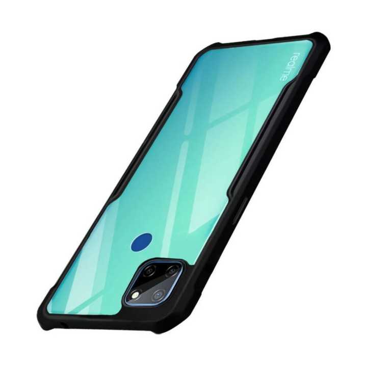 Realme C12 / C15 Transparent Hybrid Hard PC Back TPU Bumper case cover
