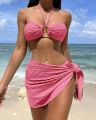 Beach Skirt Solid Swimsuit For Women. 