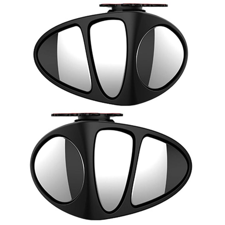 NAMUNY 2 Pcs 3 in 1 360 Degree Rotation Three Sided Blind Spot Mirror Reversing Blind Spot Convex Mirror, Right & Left