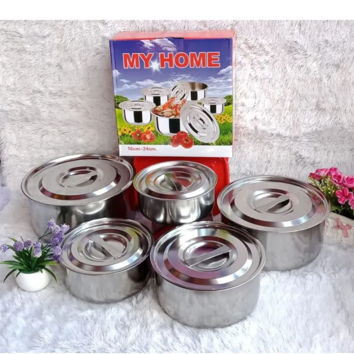 Stainless%20Steel%20Multipurpose%20Stock%20Pot%20Storage%20Pot%20Cookware%20Set%20%7C%20Steel%20Stock%20Pot%20With%20Induction%20Base%20-%20Set%20Of%205%20-%20Image%203